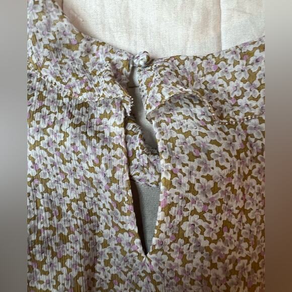 J Crew Ditsy Floral Flutter Sleeve Tiered Knee Length Dress -0 - Picture 3 of 11